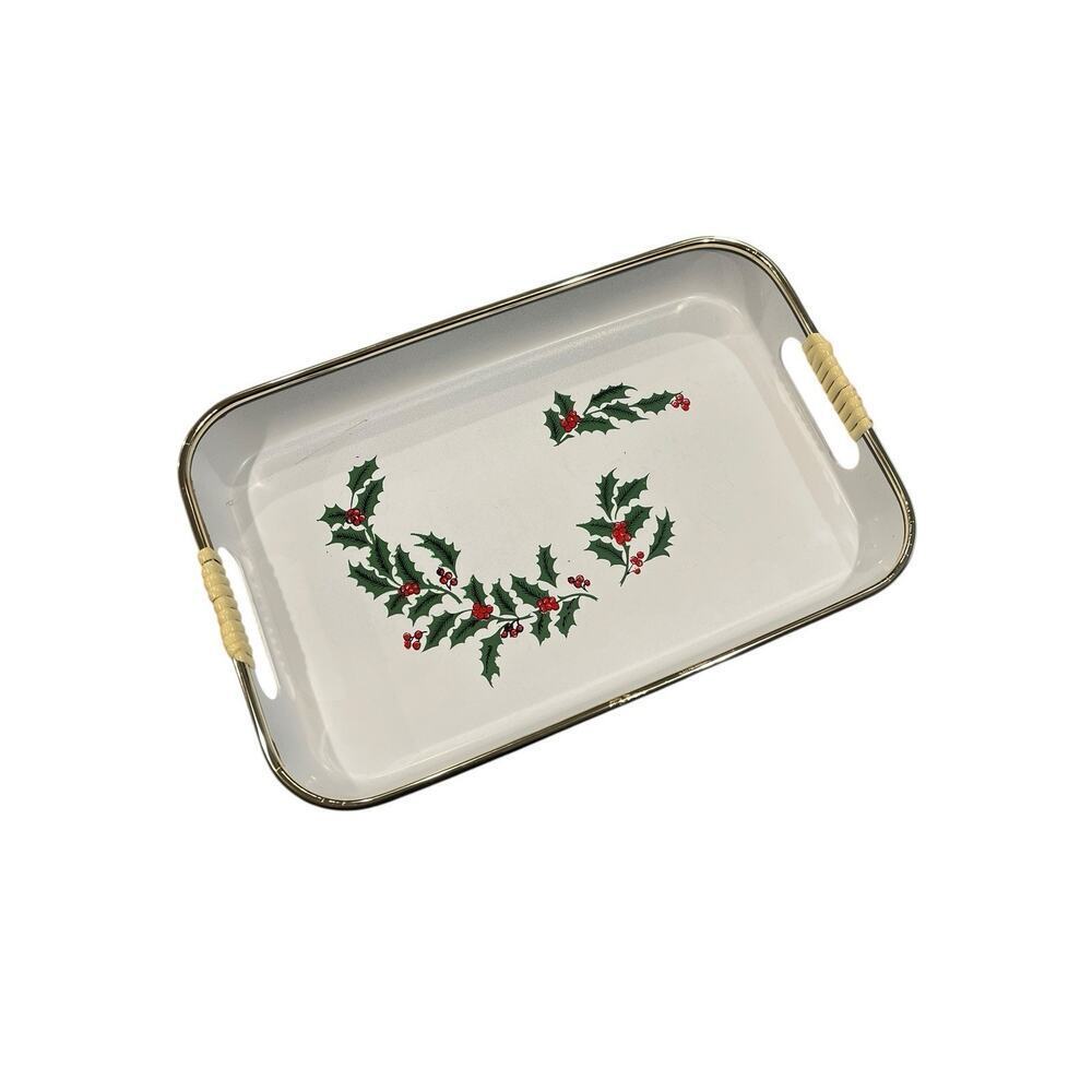 Vintage Holly Berries Serving Trays Set of 3 Nesting Holiday Trays Japanese - Picture 16 of 16